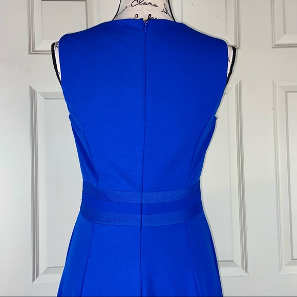 Calvin Klein Illusion-Trim Fit & Flare Blue Dress - Picture 6 of 8